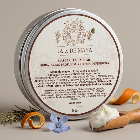 Mascarilla Capilar - Hidratación profunda y crema definidora 180g